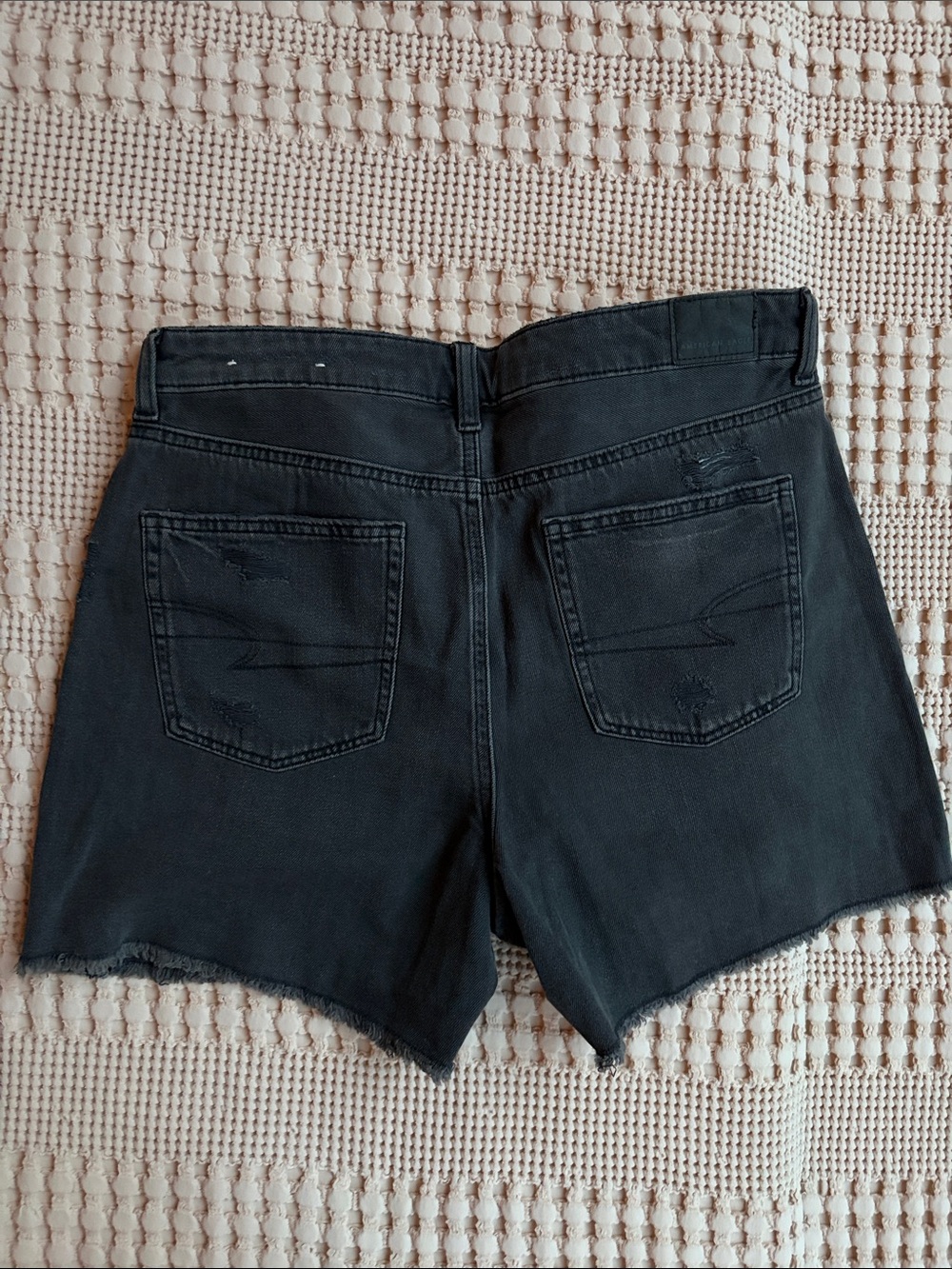 American Eagle Outfitters Black Distressed Denim Cutoff Shorts Size 10 like new - Picture 3 of 6